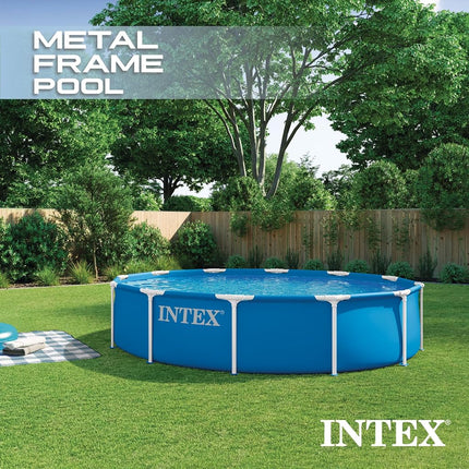 Intex Metal Frame 12ft x 30in Round Above Ground Swimming Pool Set w/Pump