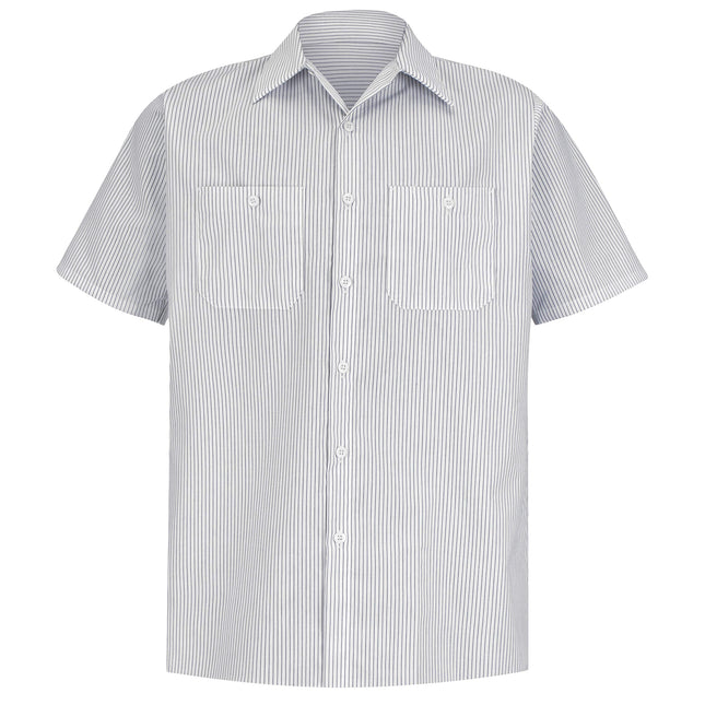 Camisa de trabajo de rayas industriales Red Kap® para hombre, ajuste regular, manga corta, rayas blancas/carbón, 3XL/alto