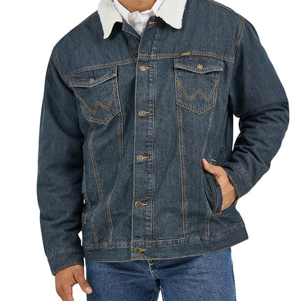 Wrangler Mens 74256rt Denim-jackets, Denim/Rustic Sherpa, M UK