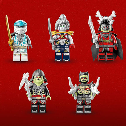 LEGO NINJAGO Zane’s Ice Dragon Creature 71786, 2in1 Dragon Toy to Action Figure Warrior, Model Building Kit, Construction Set for Kids with 5 Minifigures, Golden,green