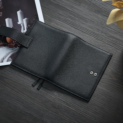 Ox Knight A6 Leather Planner Cover for Hobonichi, Stalogy, Midori Hibino, Leuchtturm1917, and More - with Pen Loop, Card Slots, Back Pocket, and Bookmarks (Black), 5.12Wx6.61L