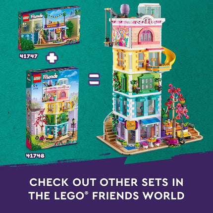 LEGO Friends La Cocina Comunitaria de Heartlake City 41747, Juego de Construcción de Simulación, Diversión Creativa para Niños y Niñas de 8 Años en Adelante, con 3 Minimuñecas, 1 Micromuñeca, un Gato Mascota y Muchos Accesorios de Cocina