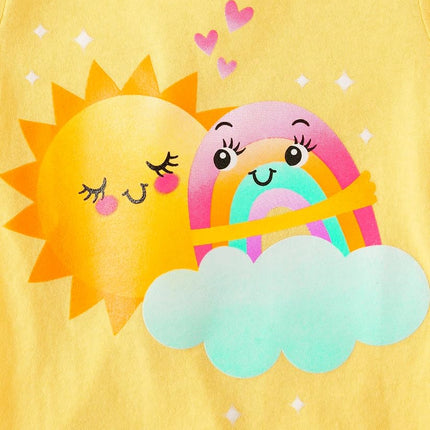 Camisetas gráficas de manga corta para niñas pequeñas The Children's Place, paquete múltiple, Beautiful Mommy/Sunshine/Daddy Roarsome, 4T