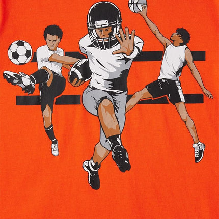 The Children's Place Baby Boys' Sports Short Sleeve Graphic T-Shirts,multipacks, Baseball/Sport Orange/Sport Blue 3-Pack, Large
