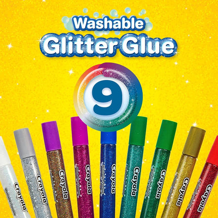 Compra al por mayor: Pegamento con purpurina lavable Crayola 9/Paquete Colores intensos 69-3527 (Paquete de 3)