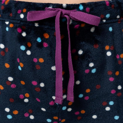 Fruit of the Loom Women's Sueded Jersey Crew Top and Fleece Pant Sleep Set Pajama, Berry Confetti/Multi, XL