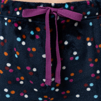 Fruit of the Loom Women's Sueded Jersey Crew Top and Fleece Pant Sleep Set Pajama, Berry Confetti/Multi, XL