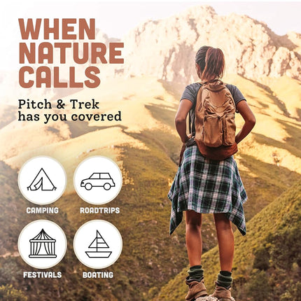 Pitch and Trek® - Female Urinal - Foolproof Urination Device Allows Women to Pee Standing Up - No Mess, Womens Pee Funnel - Compact and Lightweight for Outdoor Activities - with Discreet Carry Bag