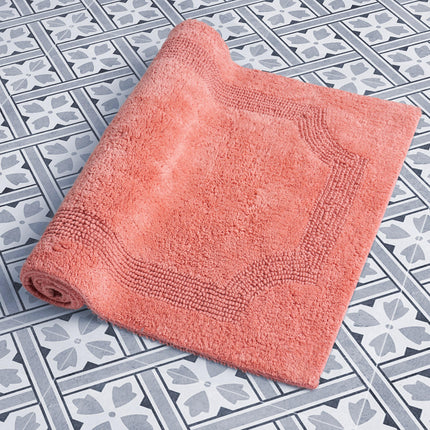 Laura Ashley Bath Rug - Reversible Cotton Bath Mat | Premium Bathroom D�cor | Machine Washable Bathroom Rug |Highly Absorbent | Coral, 17"x24"/20"x32" 2-Piece Set