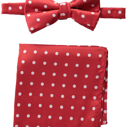 Stacy Adams Men's Satin Dot Bow Tie Set, Fire Red,