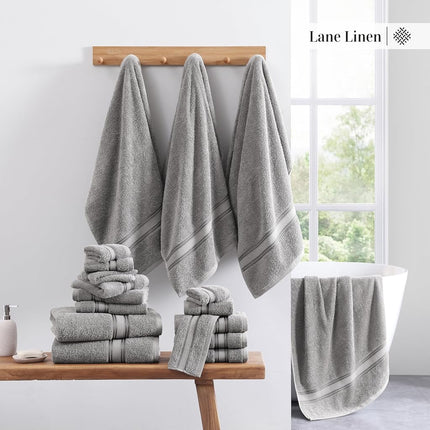 LANE LINEN 6 Piece Ultra Thick & Absorbent Bath Towel Set — 100% Soft Cotton — 2 Bath Towels, 2 Hand Towels, 2 Face Towels — Quick Dry, Hotel Quality (Blue)
