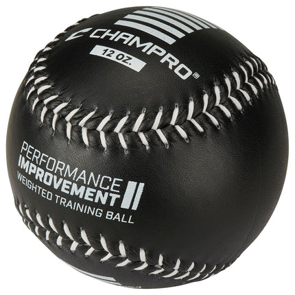 Champro Weighted Training Softballs - Leather Cover, Black, 12 oz.