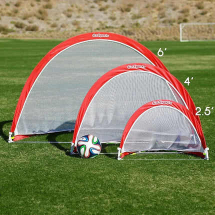 GoSports Portable Pop Up Soccer Goals for Backyard - Kids & Adults - Set of Two 2.5 ft Nets with Agility Training Cones and Carrying Case