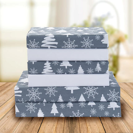 Elegant Comfort Luxury Soft Bed Sheets Holiday Pattern 1500 Premium Hotel Quality Microfiber - Softness Wrinkle and Fade Resistant (6-Piece) Bedding Set, Queen, Christmas Tree