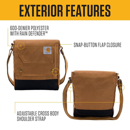 Carhartt Women's, Durable, Adjustable Bag with Flap Closure, Everyday Crossbody Snap Brown, One Size