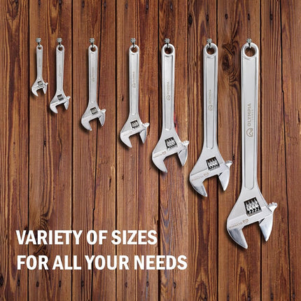 Olympia Tools 6" Adjustable Wrench, Heavy Duty Drop Forged Steel, Chrome Plated, Precision Machined Jaws, Rust Resistant