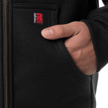Sudadera con capucha térmica Sherpa con cremallera Wrangler para hombre, negro jaspeado/gris, 3XL