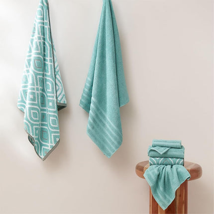 Pacific Coast Textiles 6 Pc Yarn Dyed Towel Oxford Aqua, 6-Piece, 40.6 x 25.4 x 12.7 cm