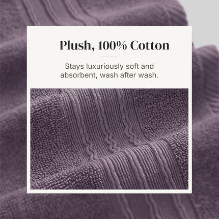 Modern Threads 6 Piece Set, 2 Bath Towels, 2 Hand Towels, 2 Washcloths Yarn Dyed Jacquard/Solid Towel Set Ophelia Orchid