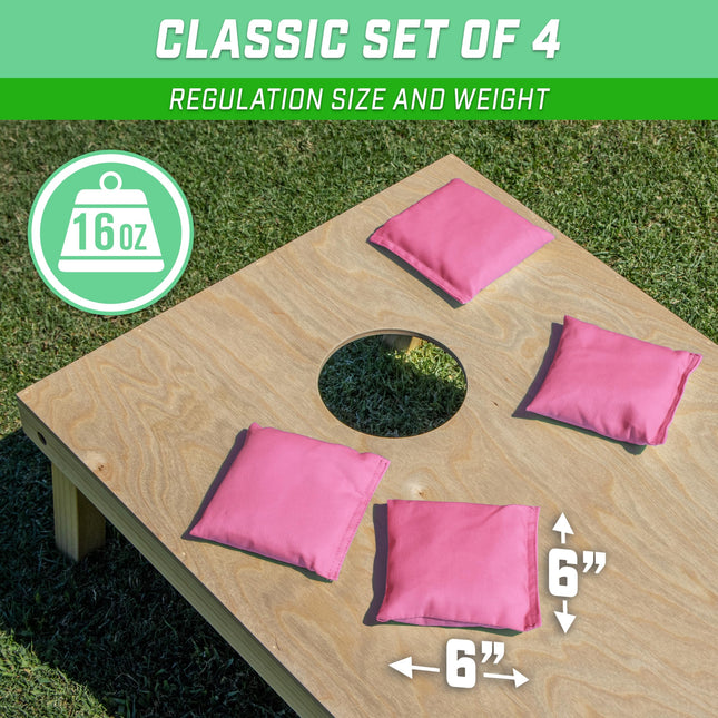 GoSports Juego de 4 sacos de puf para cornhole – Tamaño reglamentario para todo tipo de clima – Rosa clásico