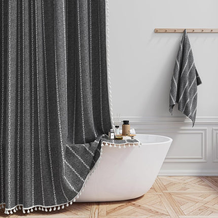 BTTN 54x78 Boho Farmhouse Linen Heavy Duty Shower 