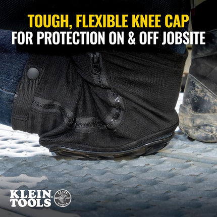 KLEIN TOOLS 60850 Tough-Flex Knee Sleeves for Work, Construction, Low-Profile Sleeve with Zipper, Gel-Like Foam, Black, XL/XXL