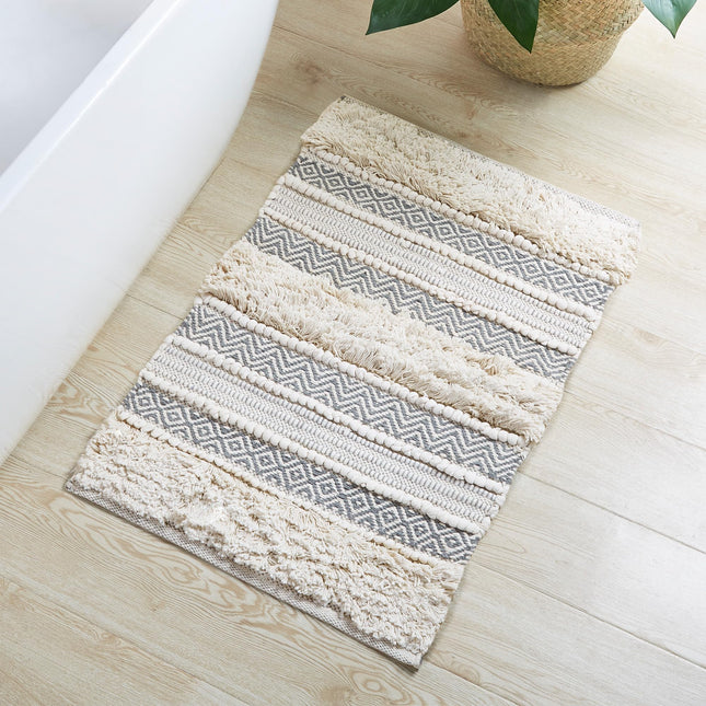INK+IVY Bath Rug Hand-Woven Texture Shaggy Striped