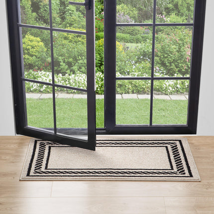 Nautica – Runner Rug | Indoor Runners for Hallways and Entry Rugs| Non-Slip and Non-Skid Entry and Kitchen Door Mat| Machine Washable Entryway Carpet Rugs | 2'2" x 3'9" | Rope Border Natural Twist