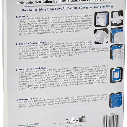 Sulky 8 1/2 x 11-inch Sticky Fabri-Solvy Stabilizer, Pack of 12