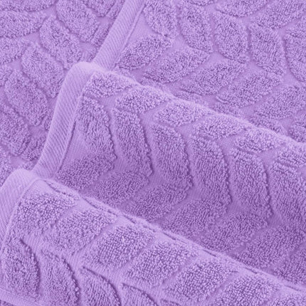 Elegant Comfort Luxury 6-Piece 100% Turkish Cotton Jacquard Braided Textured Premium Hotel Quality Towel Set– Soft and Absorbent, Includes 2 Bath Towels, 2 Hand Towels and 2 Washcloths, Lilac