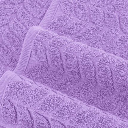 Elegant Comfort Luxury 6-Piece 100% Turkish Cotton Jacquard Braided Textured Premium Hotel Quality Towel Set– Soft and Absorbent, Includes 2 Bath Towels, 2 Hand Towels and 2 Washcloths, Lilac