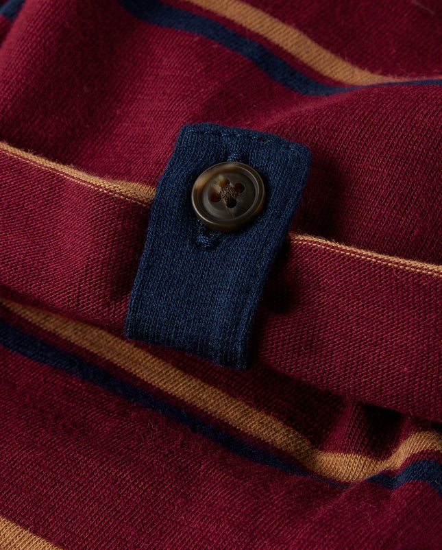 Gymboree, et T-shirt Henley à Manches Courtes Enfant, Fumée Marron, 3T, Rayé Rubis, 3T