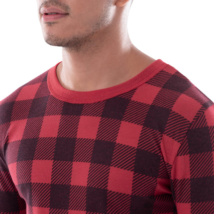 Fruit of the Loom Men's Thermal Waffle Sleep Set (Top and Bottom) Base Layer, Buffalo Plaid, 3X