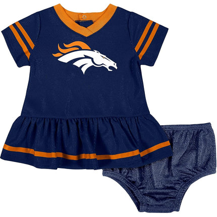 NFL Denver Broncos Girls 2018Dazzle Dress & Panty, Blue, 0-3 Months