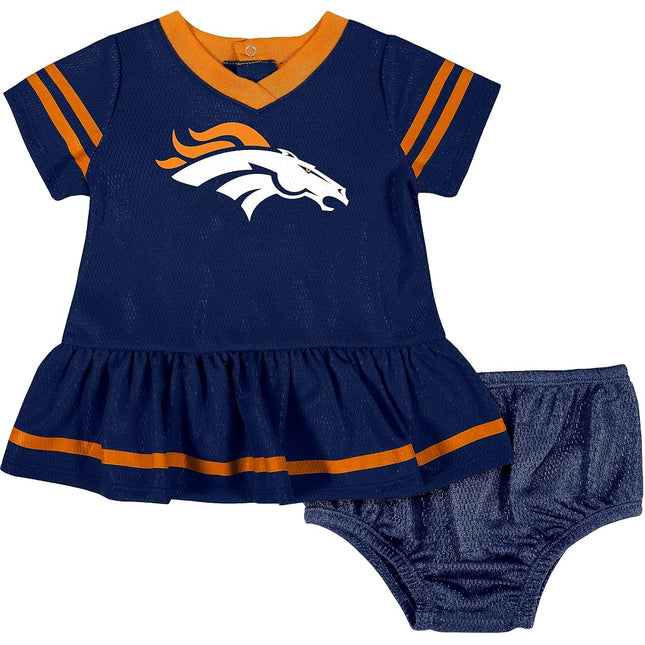 NFL Denver Broncos Girls 2018Dazzle Dress & Panty, Blue, 0-3 Months