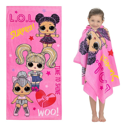 Serviette de plage en coton ultra doux Franco Kids, 71 x 147 cm, LOL Surprise