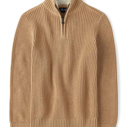 The Children's Place Boys' Long Sleeve Quarter Zip Pullover Sweater, Cork, XX-Large