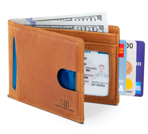 SERMAN Brands RFID Blocking Slim Bifold Genuine Le