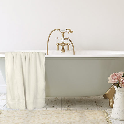 Utopia Towels - Sábana de baño de lujo jumbo (35 x 70 pulgadas) - 600 GSM 100% algodón hilado en anillos Toalla de baño extragrande altamente absorbente y de secado rápido - Toalla supersuave con calidad de hotel (marfil, paquete de 2)