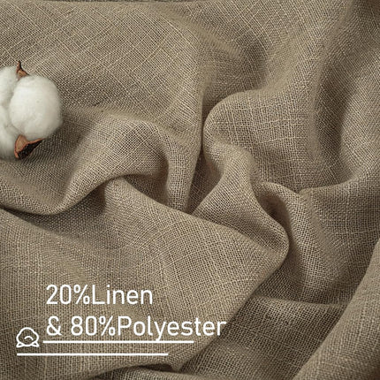 LAMIT Taupe Linen Curtains 45 Inch Length 2 Panels for Bedroom