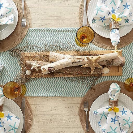 DII CAMZ11281 Braided Cotton Table Runner, Perfect for Spring, Fall Holidays, Parties and Everyday Use 15x72" Aqua