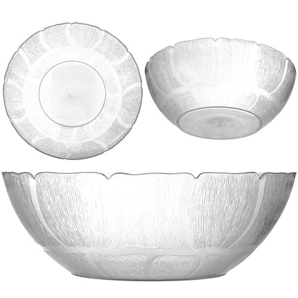 Carlisle FoodService Products Petal Mist Plastic Petal Bowl, Glass Bowls for Restaurants, Hospitals, 17.2 Quarts, Clear, (Pack of 4)
