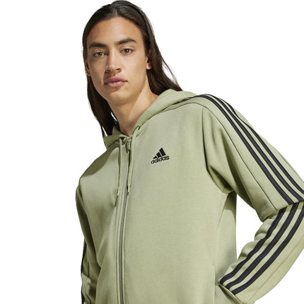 adidas mens Essentials Fleece 3-stripes Full-zip, Tent Green/Black, XXS