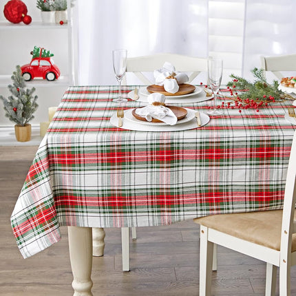 DII Dining Room Table and Kitchen Decor, Cotton, Red, Green and White, Rectangle Christmas Tablecloth, 60x104