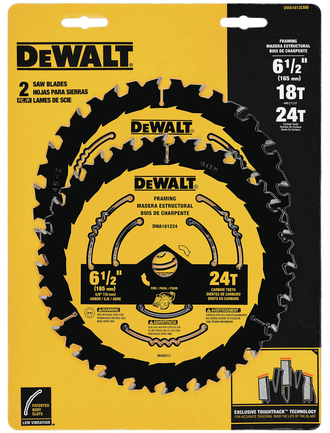 DEWALT DWA1612CMB 6-1/2-Inch 18/24-Tooth Circular 