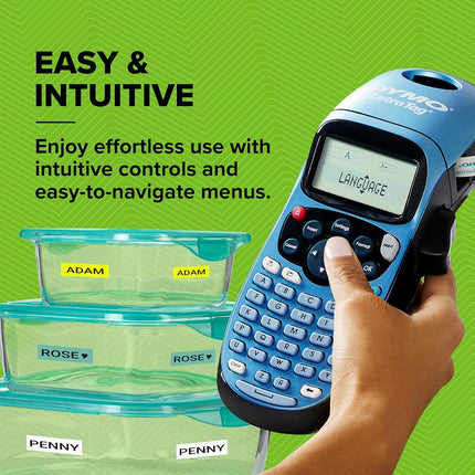DYMO Bundle LetraTag 100H Handheld Label Maker with 3 Bonus Labeling Tapes, Easy-to-Use, Great for Home and Office Organization, Silver