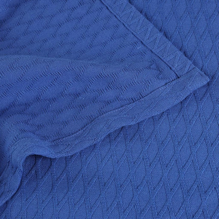 Superior Diamond Weave Blanket, 100% Cotton Cover for Home, Couch, Bed, Soft, Warm Blankets, Boho Aesthetic, Comfy, Cozy, and Cute Covers, Decorative Bedding Essentials, Throw, Merritt Blue