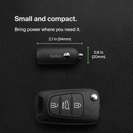 Chargeur de voiture rapide Belkin Boost↑Charge™ 30W, design compact avec port USB-C Power Delivery, extension d'alimentation USB 4 ports, compatibilité universelle pour iPhone 14, Galaxy S23, série Note et plus encore - Noir