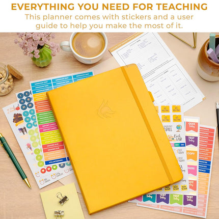 Clever Fox Teacher Planner – School Year Planner with Calendars & Lesson Plans – Book for Classroom & Homeschool Organization, A4 (Amber Yellow)