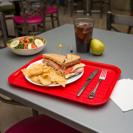 Carlisle FoodService Products Bandeja de Cafetería de Comida Rápida con Superficie Estampada para Cafeterías, Comida Rápida y Comedor, Plástico, 16.31 x 12.06 x 0.7 Pulgadas, Rojo, (Paquete de 24)